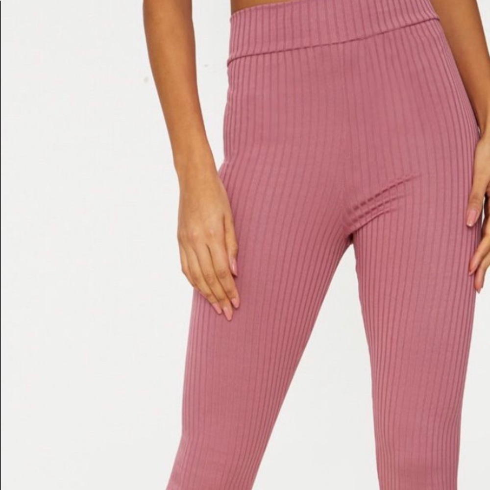 Rose ribbed PLT leggings